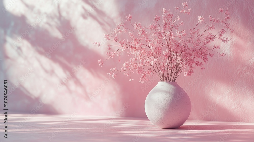 Poster simple background in soft pastel pink with a smooth, clean surface, creating a calm and gentle atmos