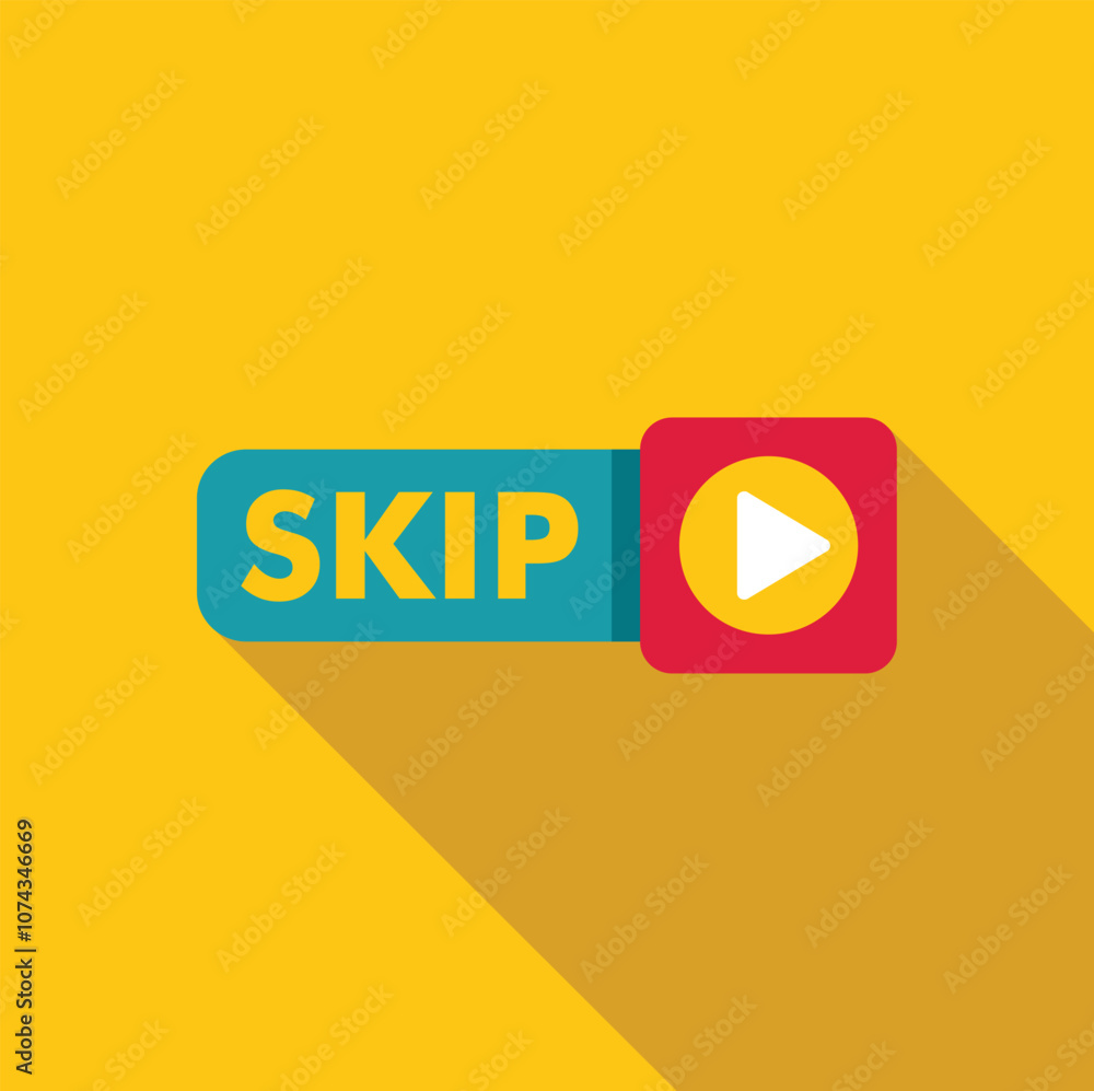 Poster skip button with a forward arrow, useful for skipping parts of multimedia content