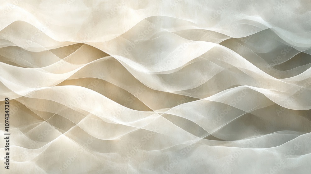 Poster translucent background with abstract, wavy lines in faint grey tones, adding movement while keeping 