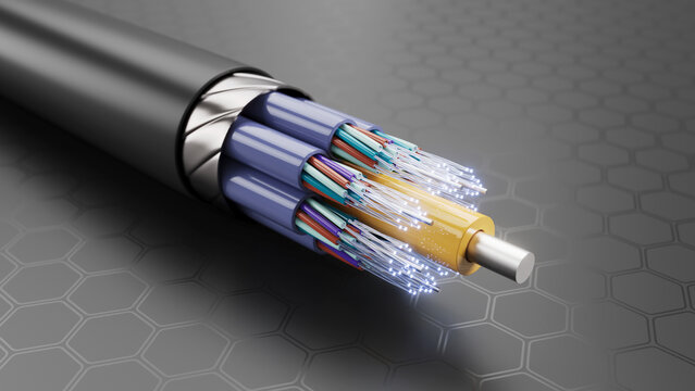Optical fiber cable - Optical fiber technology concept 3d