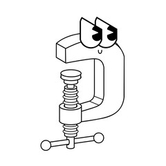 Doodle cute character illustration sticker clamp outline