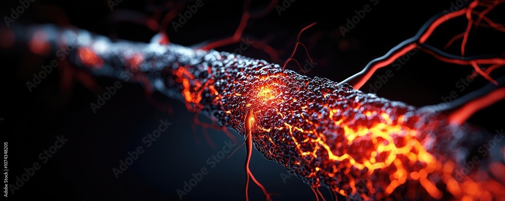 Poster abstract representation of energetic, glowing neural connections on a black background.