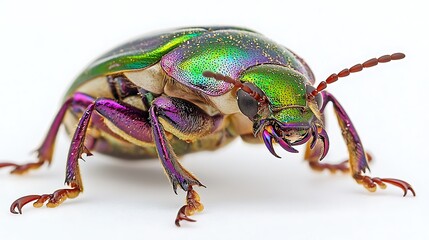 Fototapeta premium Green and Purple Jewel Beetle Closeup