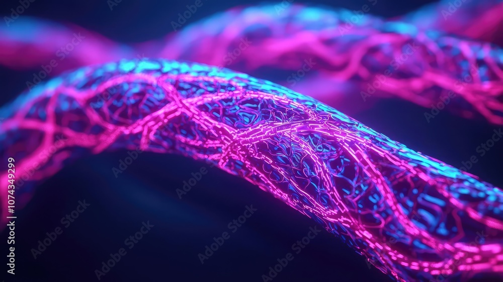 Poster colorful abstract representation of interconnected vibrant strands.