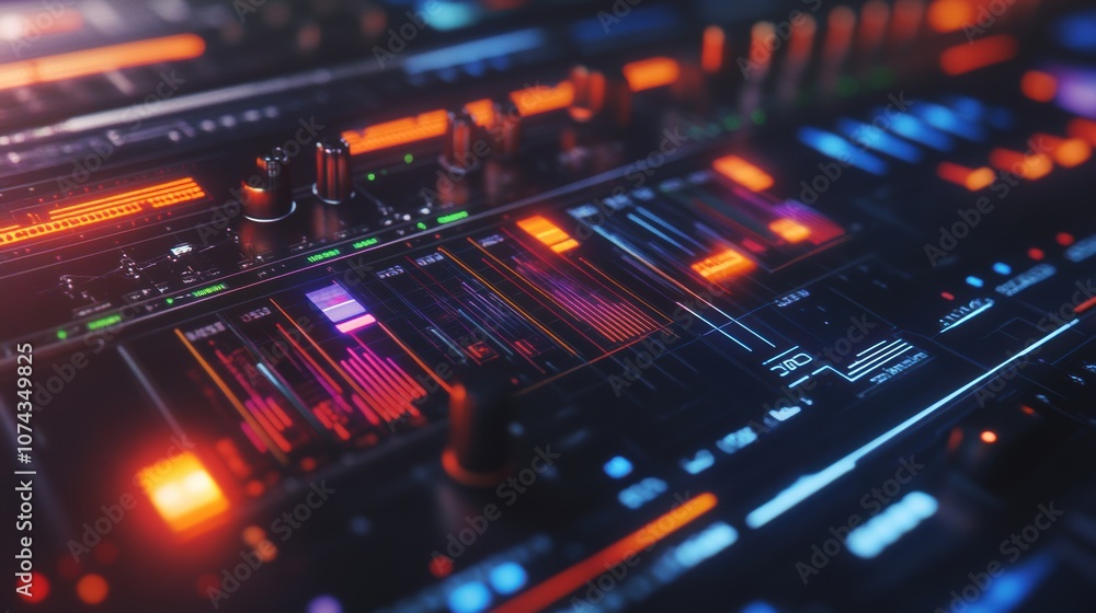 Poster digital sound equalizer with moving bars display