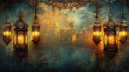 Ornate lanterns glow