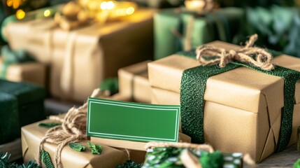 Eco-Friendly Gift Presentation with Green Themes and Natural Decor for Sustainable Celebrations and Thoughtful Gifting Ideas in a Cozy Atmosphere