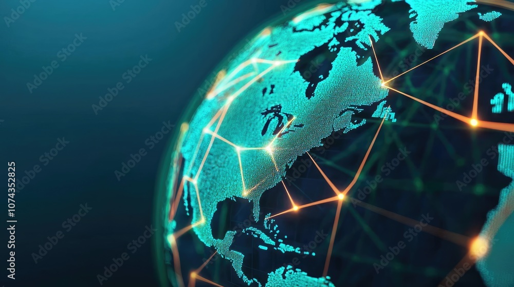 Poster global network connections illustrating digital transformation.