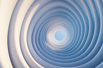 Fototapeta premium A blue and white spiral tunnel with a light at the end