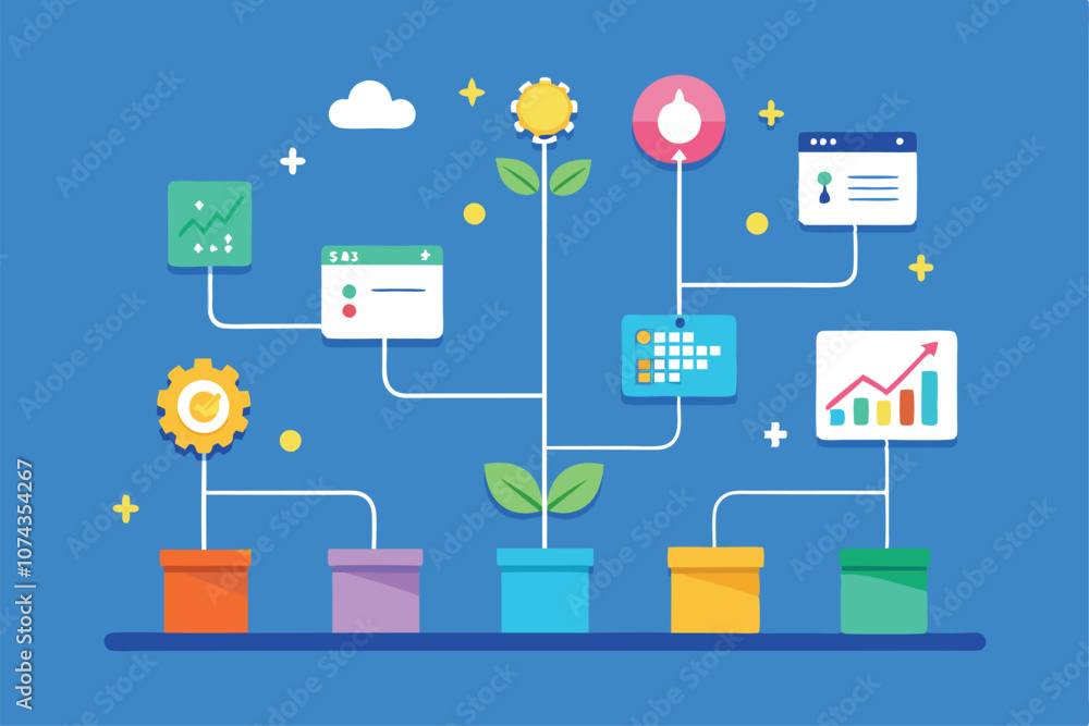 Poster this flowchart visually represents the pathways for analyzing growth data with colorful illustration