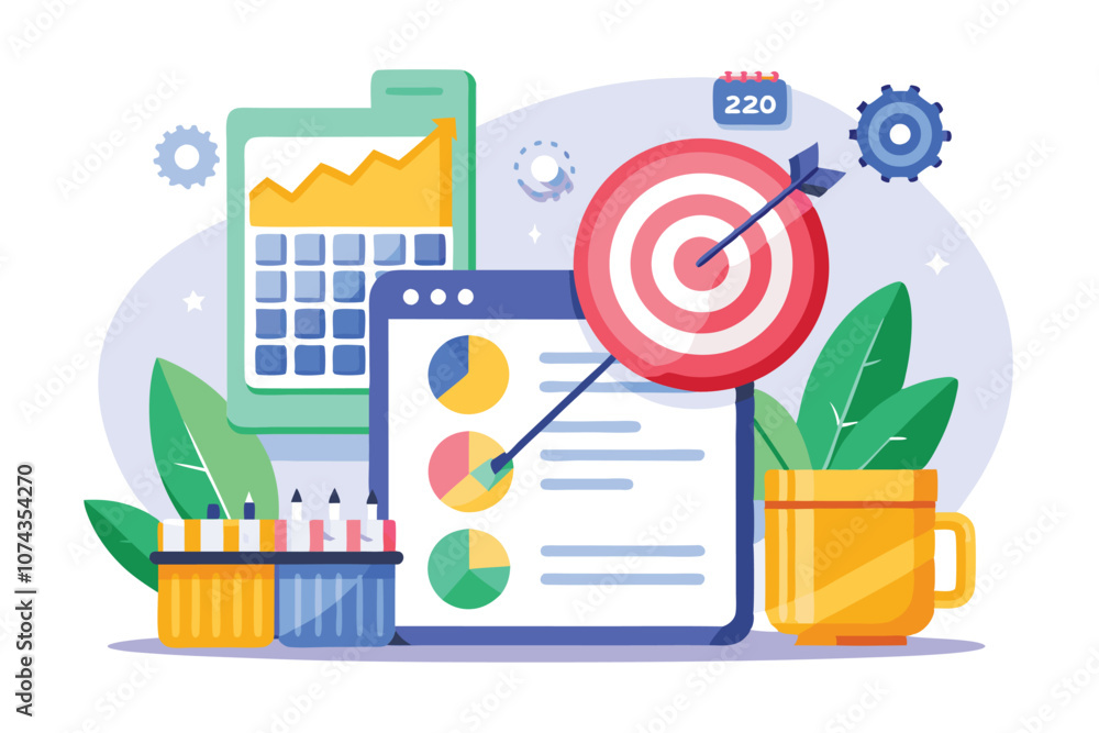 Poster strategically monitoring growth data, setting targets, and organizing schedules for optimal results,