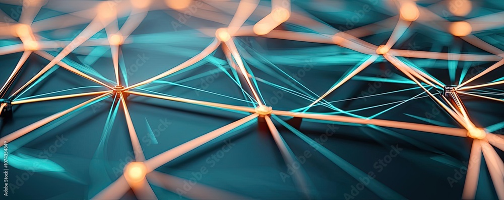 Poster Abstract network structure with glowing lines and nodes, digital connection.