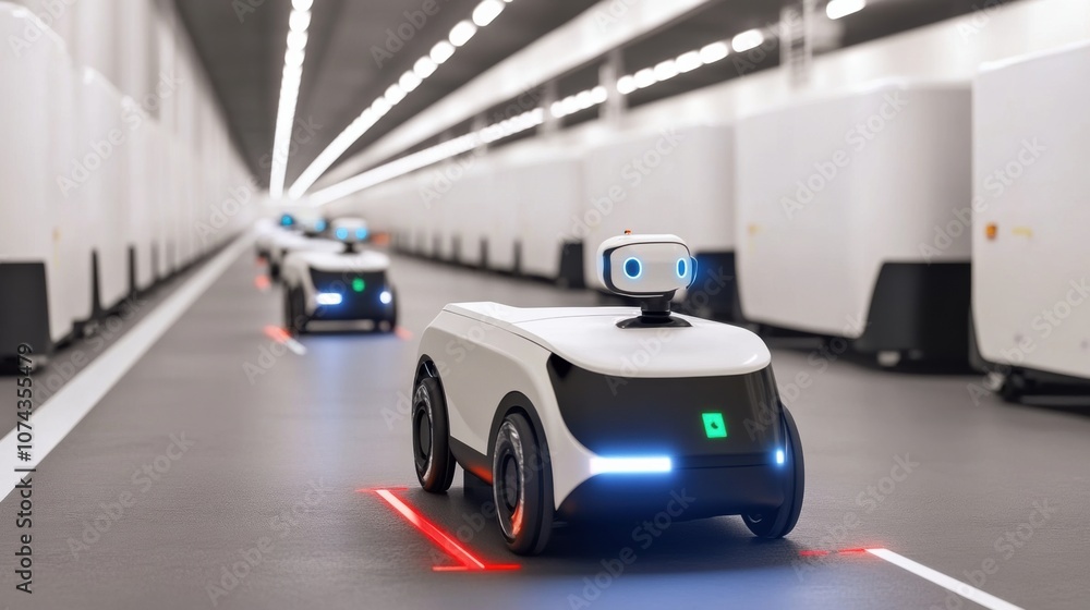 Poster robots navigating in a busy logistics facility