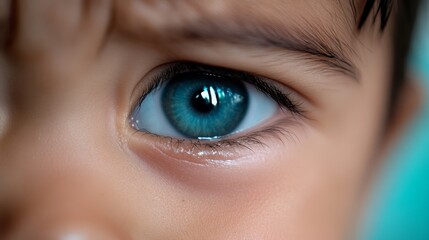 Fototapeta premium A close up of a child's blue eye