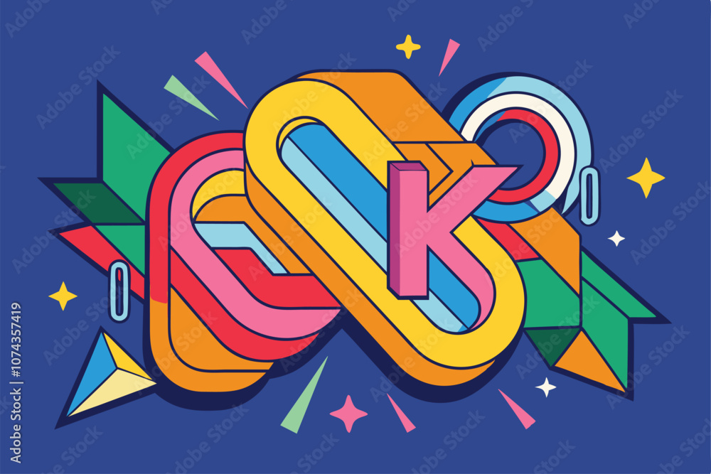 Poster A dynamic blend of colorful geometric shapes and patterns fills the background with vivid energy, Customizable cartoon illustrations for spreadsheets.