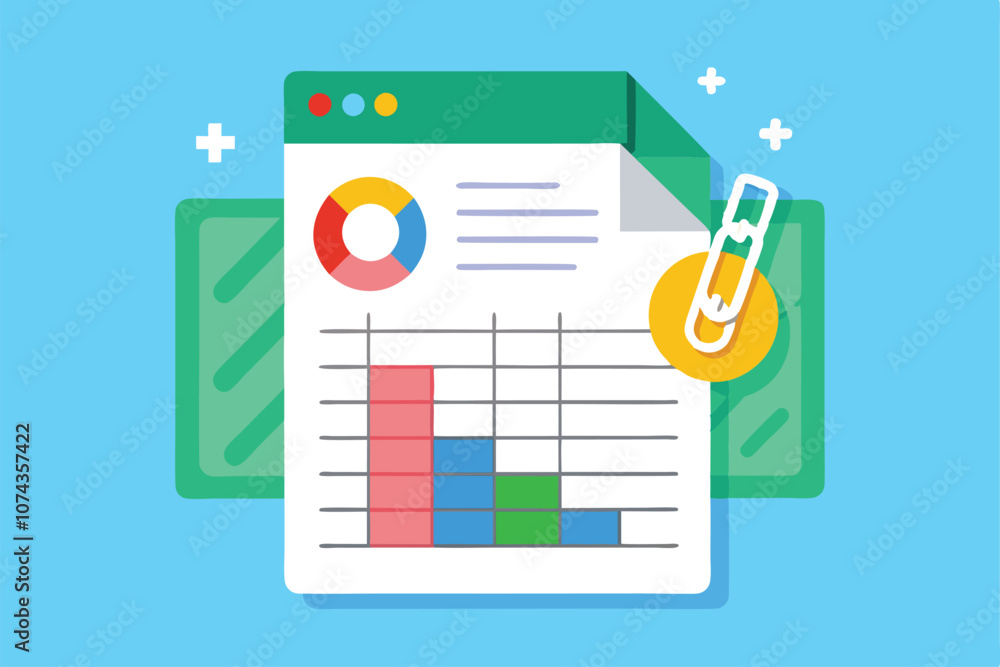 Aufkleber a spreadsheet displays colorful charts and graphs, highlighting data trends and insights in a digita