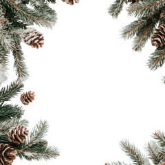 Festive Winter Pine Cone and Evergreen Frame