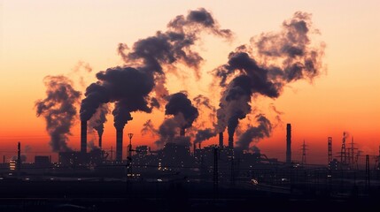 Obraz premium Air pollution concept,greenhouse gas emissions and their role in global climate change.