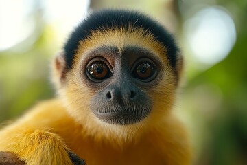 Fototapeta premium A close up of a monkey looking at the camera