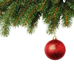 Festive Christmas Tree Decoration with Glittering Red Ornament