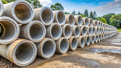 Large asbestos cement pipes lying on the ground, asbestos, cement, pipes, construction