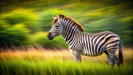 Fototapeta premium Majestic Zebra in Long Exposure: Natureâ€™s Stripes Captured Beautifully