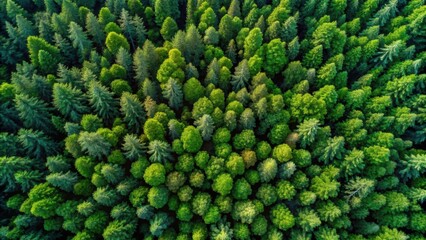 Aerial view of a dense pine forest, aerial, shot, pine, forest, trees, green, nature, landscape, panoramic, drone, view