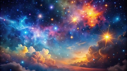 Fototapeta premium Night sky filled with colorful nebula and twinkling stars, Nebula, stars, night sky, space, astronomy, galaxy, cosmic