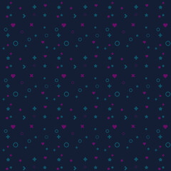 Abstract geometric shape seamless pattern texture in Blue pink colors.Vintage Retro theme design.