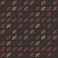 Leafs pattern texture for clothing.Vintage 90's texture with shades of red golden yellow and off green colors.Abstract seamless texture.