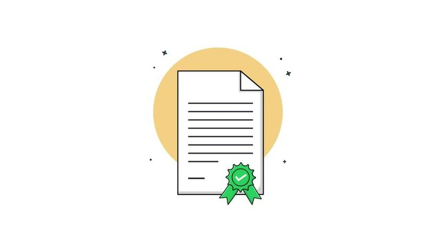 4k Document Paper with Verification Badge. Verification Concept Animation Video 