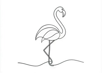 Minimalist Flamingo Continuous Line Art in Black and White for Elegant Decor