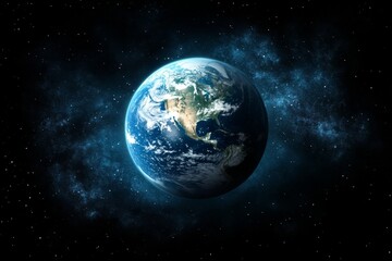 A view of the earth from space with stars in the background