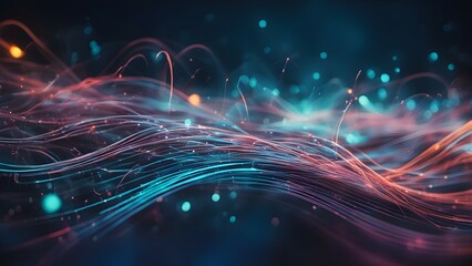 A vibrant abstract representation of flowing energy with dynamic lines and glowing particles.