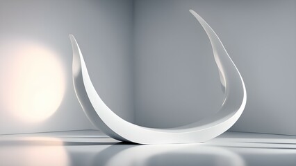 A sleek, modern sculpture with curved forms, designed for artistic or decorative purposes.