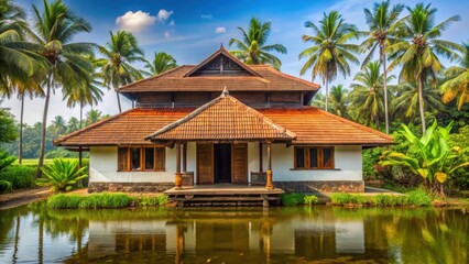 Kerala traditional house isolated on background, Kerala, traditional, house, architecture, home, isolated