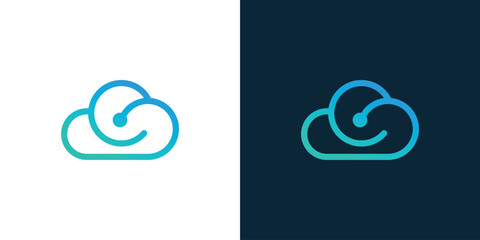 digital storage logo abstract cloud concept, modern technology, logo graphic design.