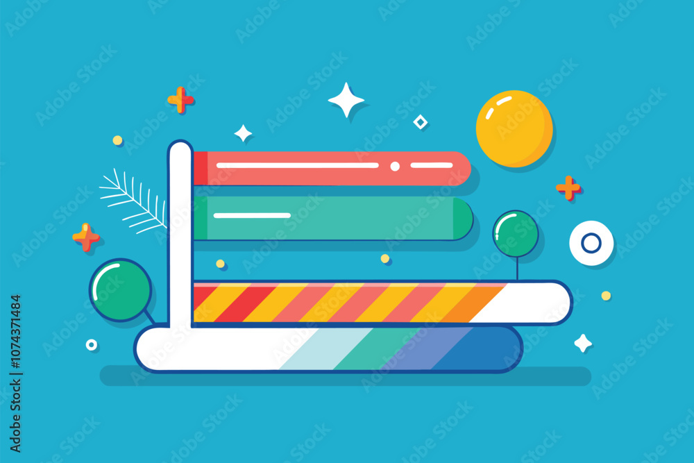 Poster a vibrant flat design featuring horizontal loading bars and stylized trees set against a blue backdr