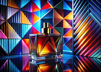 Modern Art Perfume Display in Isometric Style for Contemporary Aesthetics