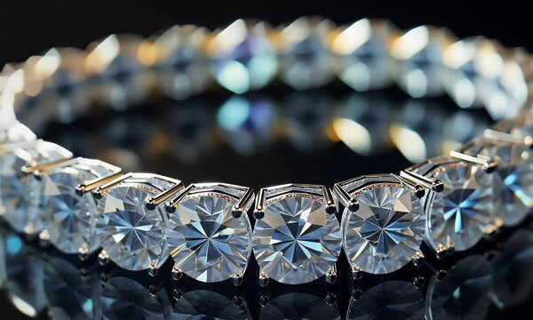 A close-up of a sparkling diamond bracelet showcasing its brilliance and craftsmanship.