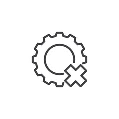 Gear with Cross line icon