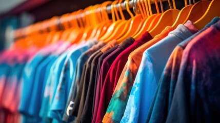 Colorful T-Shirts on Hangers