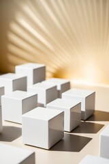 White cubes with a golden one background.