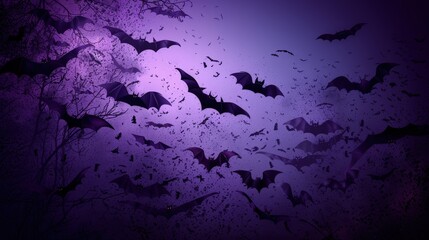 Bats flying in night sky