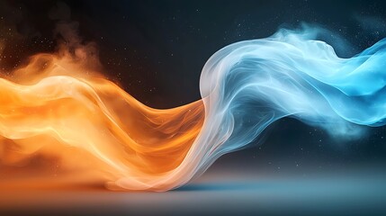 Obraz premium The illustration features a mesmerizing display of swirling abstract orange and blue light effects, creating a dynamic and ethereal atmosphere that captivates the viewers attention