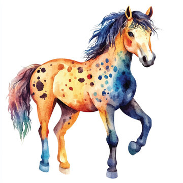 recommend clip art: cute Horse watercolor clipart illustration isolated