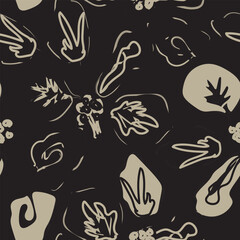 Neutral Colour Abstract Floral Seamless Pattern Design