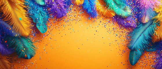 Colorful feathers & glitter