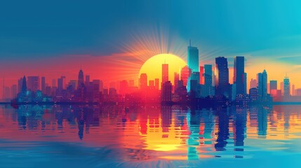 Fototapeta premium Cityscape at sunrise