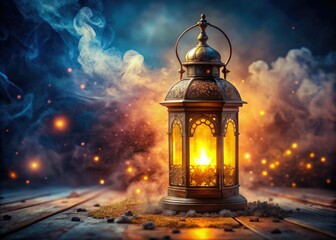 Fototapeta premium Mystical Lantern in Smoke and Sparks - Warm Glow and Enchantment